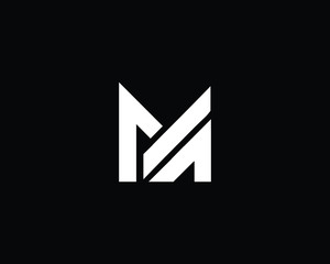 Minimalist Letter M MA Logo Design , Editable in Vector Format in Black and White Color