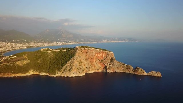 Mediterranean Sea coast and touristic beach, Alanya peninsula, Antalya, Turkey