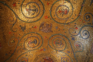 Interior architecture and mosaic design of 'Cathedral Basilica of Saint Louis' Roman Catholic church located in the Central West End area of St. Louis- Missouri, United States