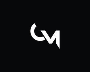 Minimalist Letter CM OM Logo Design , Editable in Vector Format in Black and White Color - obrazy, fototapety, plakaty