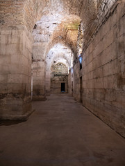 Underground Diocletians Palace in Old Town Split, Croatia 