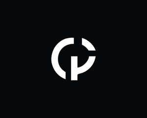 Minimalist Letter CP Logo Design , Editable in Vector Format in Black and White Color