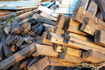 Old pile of wood not in use, pile up
