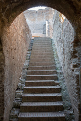 Fototapeta na wymiar Ancient Roman stone steps in Villa Adriana
