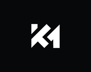 Fototapeta Minimalist Letter KA KM MK Logo Design , Editable in Vector Format in Black and White Color obraz