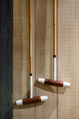 Macrography of two hammers for playing polo
