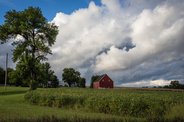 red barn and blue sky