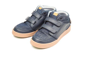 Sneakers kid shoes, isolated on white background.