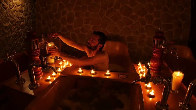 happy man in czech beer spa in prague