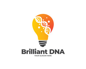 light bulb dna logo vector, science logo design