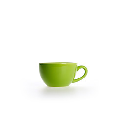 cup or green ceramic mug on background new.