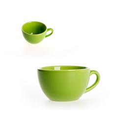 cup or green ceramic mug on background new.