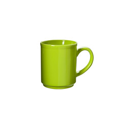 cup or green ceramic mug on background new.