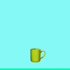 cup or green ceramic mug on background new.