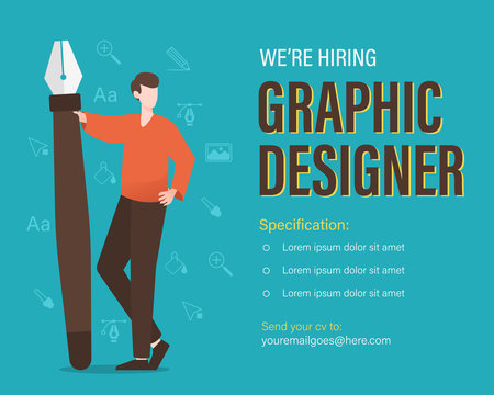 We are hiring graphic designer. Search for employees banner template