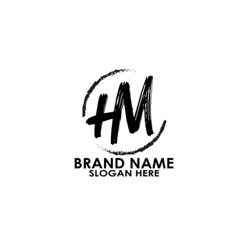 logo letter hm brush vector design