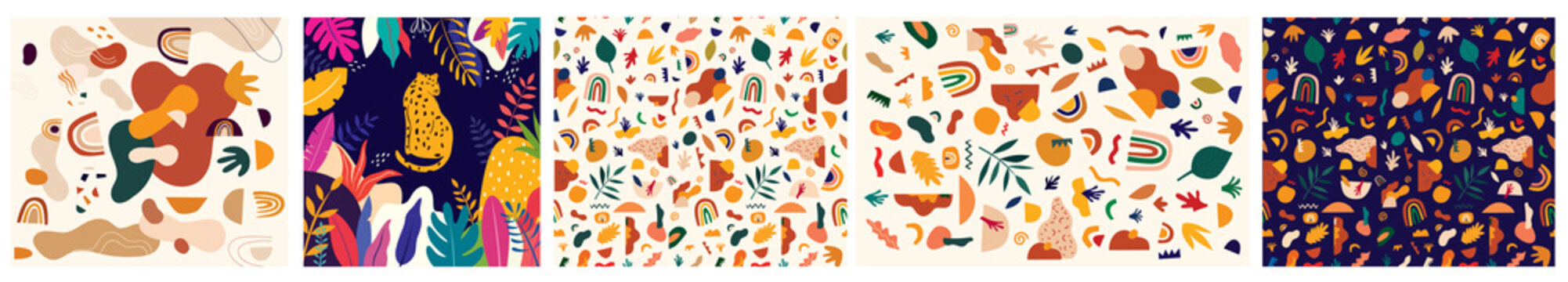 Decorative abstract collection with colorful doodles. Hand-drawn modern illustration
