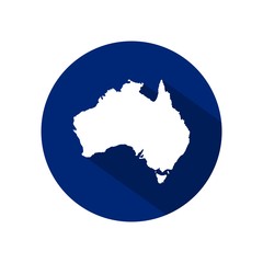 Australia map icon vector, illustration of Australia map isolated on blue circle