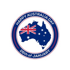 Happy Australia day 26th January, map of Australia with flag vector illustration