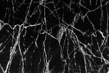 Marble black surface white cracked veins patterns abstract nature background