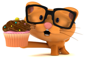 Naklejka premium Fun cat - 3D Illustration
