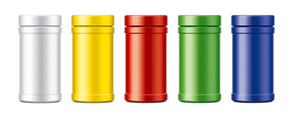 Set of plastic Jars. Colored Matt surface version. 
