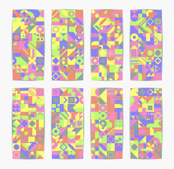 Fototapeta na wymiar Simple banner of decorative patterns colored geometric composition flat style