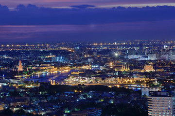 Bangkok city and Grand palace at twilight time Thailand