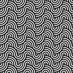 Fototapeta premium Abstract background in black and white with wavy lines pattern