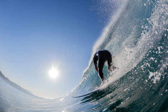 Surfer Surfing Wave Ride Rear Behind Closeup Water Photo
