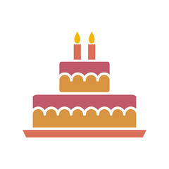 Birth Cake Icon Vector Simple Design