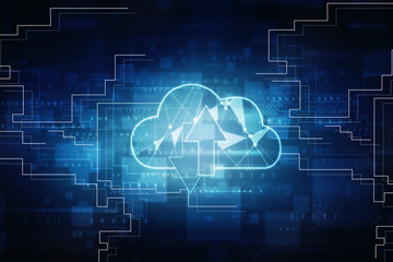 2d illustration Cloud with uploading downloading arrow 