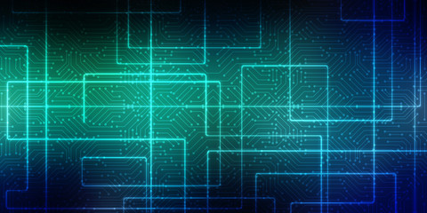 2d illustration Abstract futuristic electronic circuit technology background