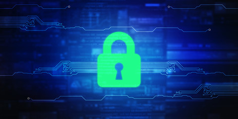 2d illustration Safety concept: Closed Padlock on digital background