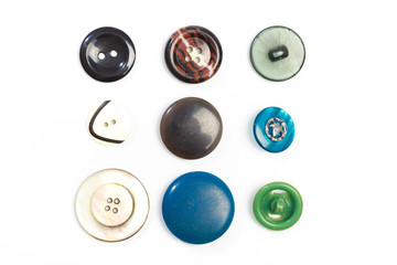 Set of vintage cloth button closeup on white background - Image