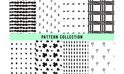 手書きパターン柄　モノトーン2