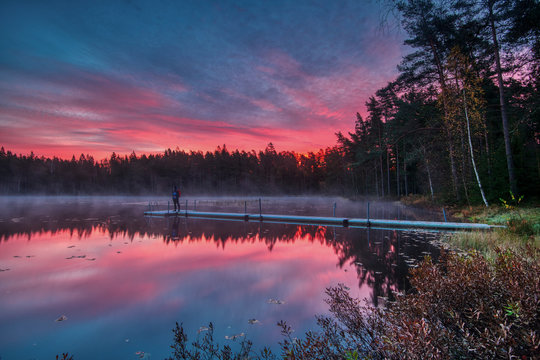 Sunset at lake