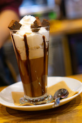 cosy chritmas winter coffee drink in a cafe