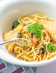 Fresh spaghetti, one of the most delicious Italian delicacies 