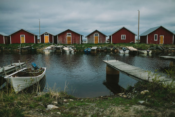 Boathouses at sea