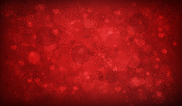 Christmas background red hearts. Valentine's Day.