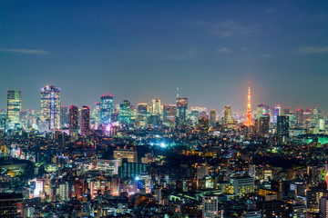 Fototapeta na wymiar 東京の夜景　六本木方面、東京タワー