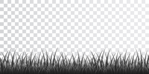 Gray grass border set on transparent background. Vector Illustration
