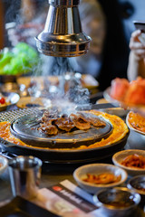 Having lunch with Korean food & other side dish