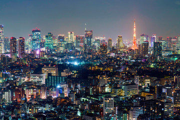 東京の夜景　六本木方面、東京タワー