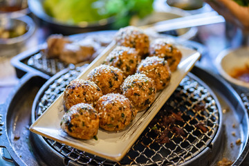 Having lunch with Korean food & other side dish