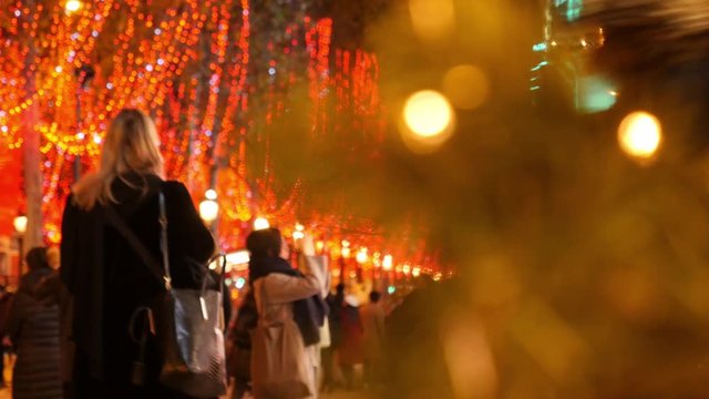 Shoppers At Christmas Market on the Champs Elysees in Paris