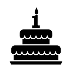 Birth Cake Icon Vector Simple Design