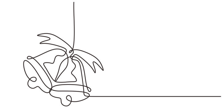 recommend clip art: Continuous line drawing of christmas bell. Vector minimalism for banner celebration holiday.