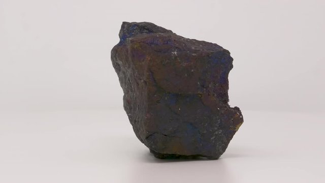 Very close view of Bornite. Peacock ore specimen. Rotating completely. Looping